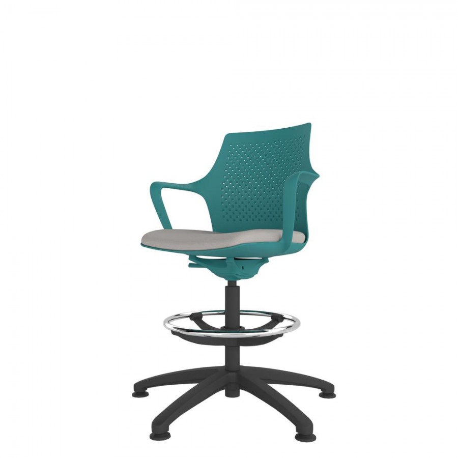 Turquoise Perforated Shell Draughtsman With Black Swivel Base